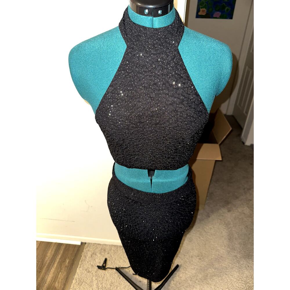 Leopard Print Black Glitter Dress